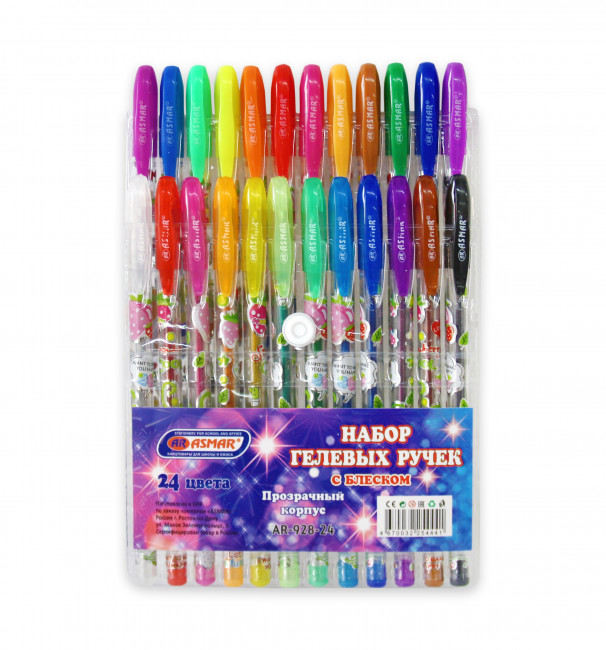 Набор гелевых ручек, 24 цв AR-928-24 с блеском, Asmar (24)