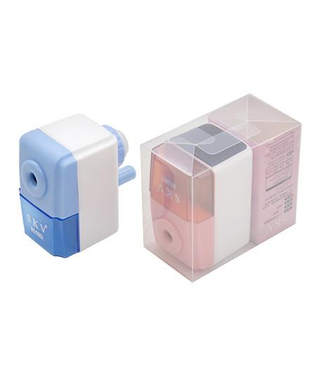 Точилка механическая SKV CK-180 "Прямоугольная двухцветная" 1 режим, 8*5*4.5см, цвета ассорти, в упаковке ПВХ №6600 (1/12/144)