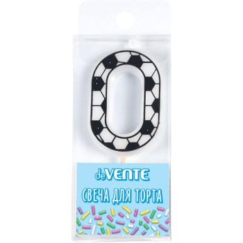 Свеча-цифра 0 для торта "Футболист", с черно-белым рисунком, deVENTE (24)