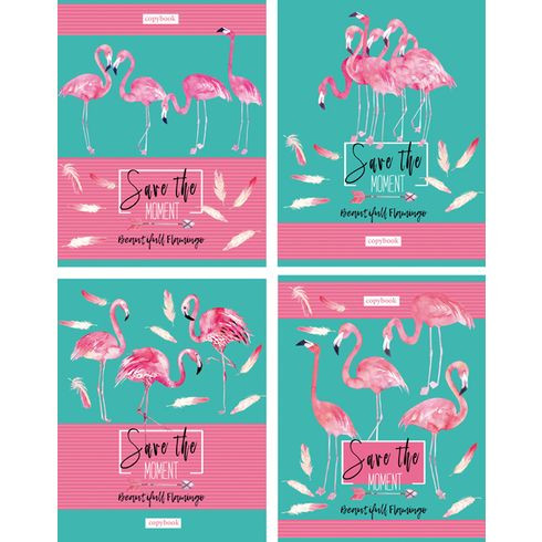 Тетрадь общая А5 скоба 96л. одна линия "Фламинго" (ассорти) Тетрадь общая А5 скоба 96л. одна линия "Фламинго" (ассорти)