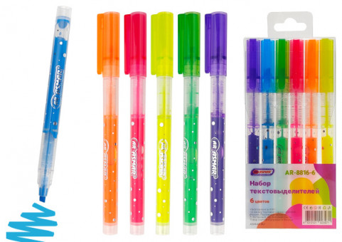 Набор текстовыделителей, 6 цветов, жидкие, Asmar/AR-8816-6