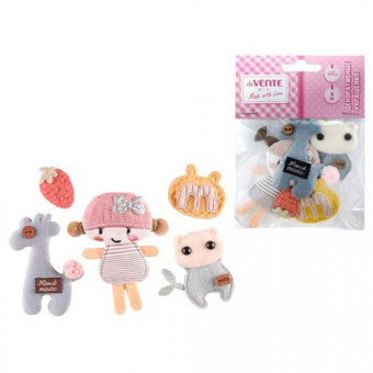 Декоративные украшения "deVENTE. Friends" тканевые, от 22x30 мм до 80x78 мм, 5 шт, ассорти дизайнов, в пластиковом пакете с блистерным подвесом, 8130209