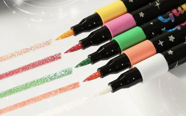 Фломастеры-кисточки с блеском, 12 цв., в блистере (80)