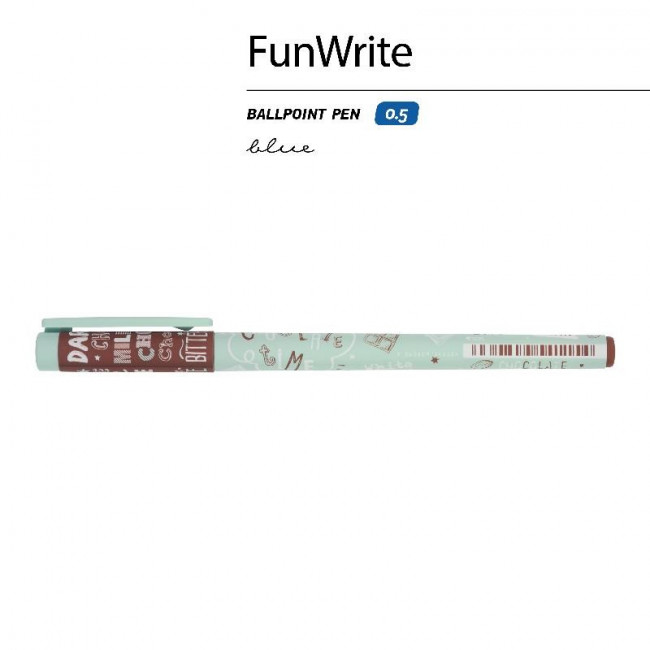 Ручка шариковая 0,5мм синяя "FunWrite. Мятный капучино", BV/20-0212/69 (24)