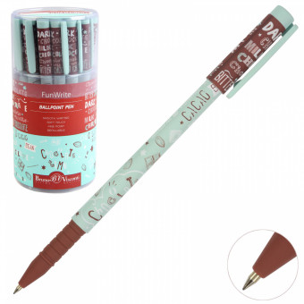 Ручка шариковая 0,5мм синяя "FunWrite. Мятный капучино", BV/20-0212/69 (24)
