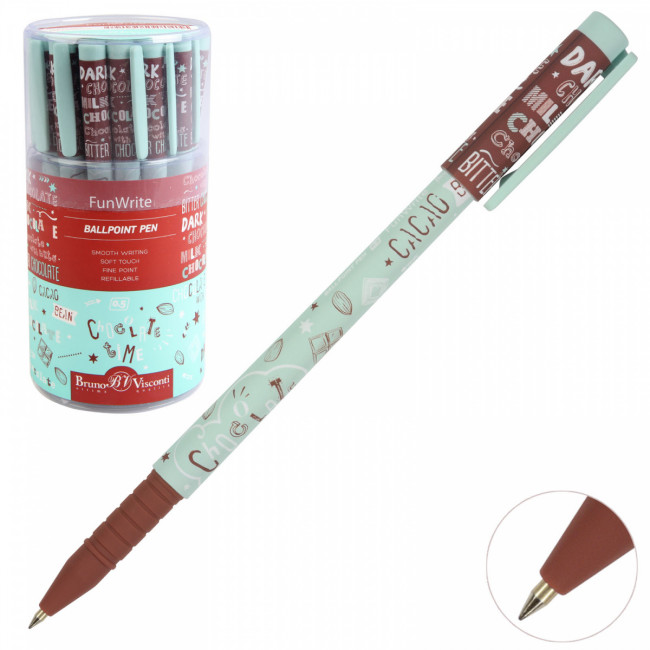 Ручка шариковая 0,5мм синяя "FunWrite. Мятный капучино", BV/20-0212/69 (24)