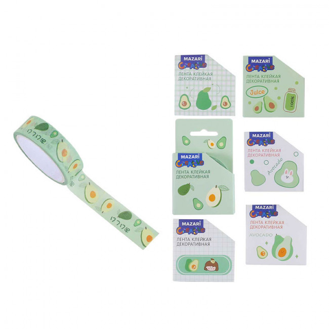 Лента клейкая декоративная, размер 50 см х 1.5 см, микс цветов, ПВХ-упаковка, Mazari Лента клейкая декоративная, размер 50 см х 1.5 см, микс цветов, ПВХ-упаковка, Mazari