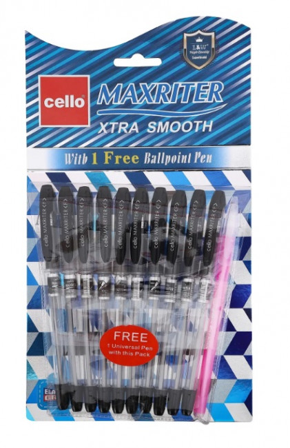 Ручка шариковая чёрная 0,7мм "MAXRITER", 10+1, Cello (10/2400)