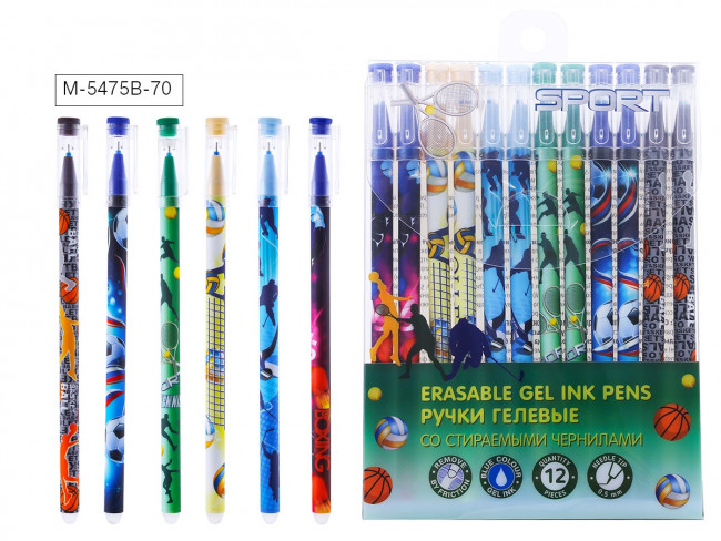 Набор ручек гелевых 0,5мм 12цв, "Sport" чернила синие M-5474B-70 со стираемыми чернилами, Mazari Набор ручек гелевых 0,5мм 12цв, "Sport" чернила синие M-5474B-70 со стираемыми чернилами, Mazari
