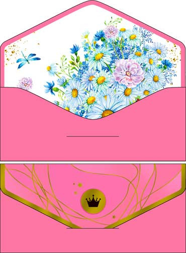 Конверт для денег "Цветы и стрекоза", 90-82-s (10)