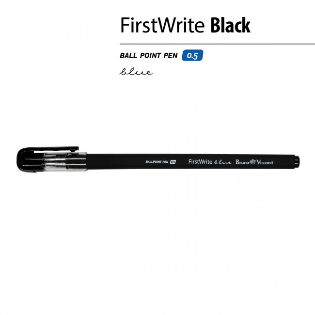 Ручка шариковая 0,5мм синяя "FirstWrite. Black", BV/20-0235 (24)