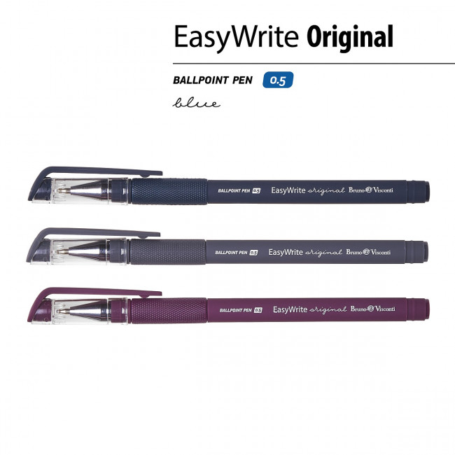 Ручка шариковая 0,5мм синяя "EasyWrite.Original", 3 цвета ассорти, BV/20-0048 (24)
