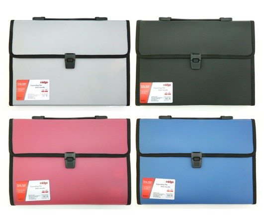 Папка портфель 12 отд. CC-252 Фактурное покрытие, с черной тканевой окантовкой, цвета ассорти (1/15/60)