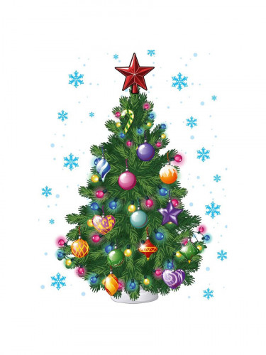 Силиконовая новогодняя наклейка Елка с подарками 20*25 см "Собственная разработка" НУ-4971