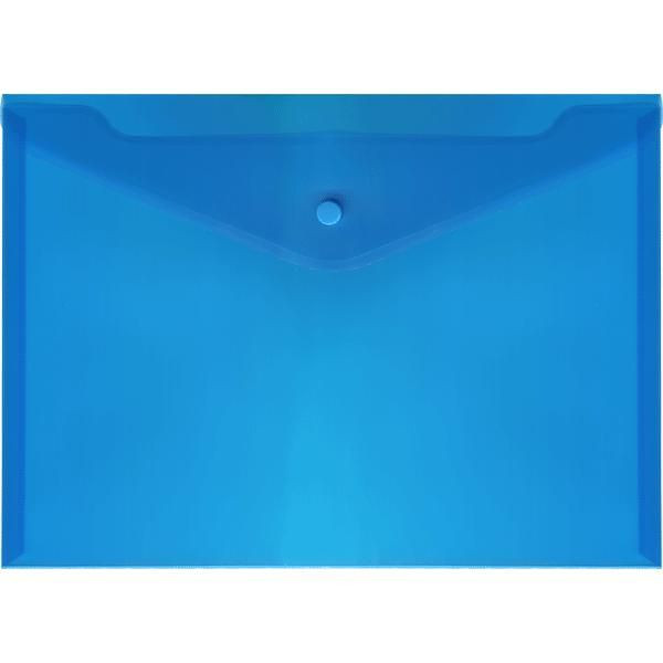 Папка-конверт на кнопке "Attomex" A4 (330x240 мм), 150 мкм, непрозрачная синяя (20/100)