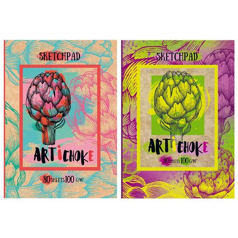 Скетчбук А5 переплёт твёрдый 80л. "ARTichoke" ламинация матовая (ассорти) белый блок