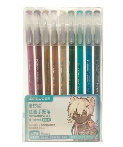 Ручки гелевые набор- 9 цв. DD-251/DC-68 "Morandi Nordic" 0,6мм, игол стерж, в ПВХ уп К0552 (1/12/192)