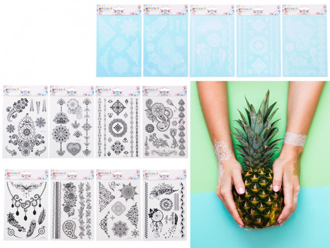 Тату стикеры, BLACK & WHITE, 15 х 23 см