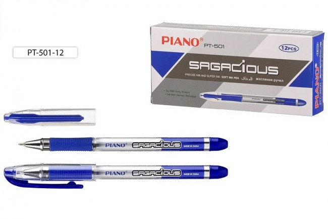 Ручка шариковая на масляной основе "Piano Sagacious", серебристый корпус, игольчатый наконечник, резиновый держатель, прозрачный колпачок с синим клипом,цвет чернил-синий, 0,7mm. Ручка шариковая на масляной основе "Piano Sagacious", серебристый корпус, игольчатый наконечник, резиновый держатель, прозрачный колпачок с синим клипом,цвет чернил-синий, 0,7mm.