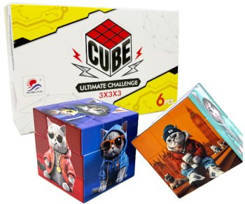 Кубик-Головоломка  DE-298 "Котики" 3*3, грань 5,5 см, в к/к №8942 (6/360)