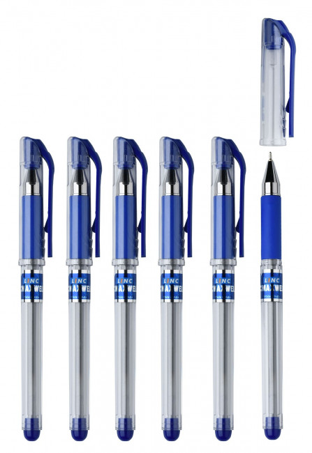 Ручка шариковая синяя 0,7мм "MAXWELL" прозрачный круглый корпус, Linc/2700 (12) Ручка шариковая синяя 0,7мм "MAXWELL" прозрачный круглый корпус, Linc/2700 (12)