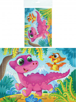 Пазл-рамка из 15 элементов "Друзья динозаврики", Рыжий Кот/П15-2689 Пазл-рамка из 15 элементов "Друзья динозаврики", Рыжий Кот/П15-2689