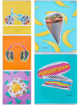 Тетрадь 48 клетка "Коллаж и фастфуд" скрепка, Проф-Пресс/48-2430 (5/80)