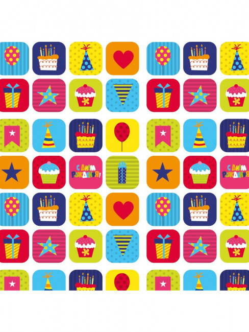 Упаковочная бумага 70*100см "Вечеринка", 10л, OPTIMA УБ-4448 Упаковочная бумага 70*100см "Вечеринка", 10л, OPTIMA УБ-4448