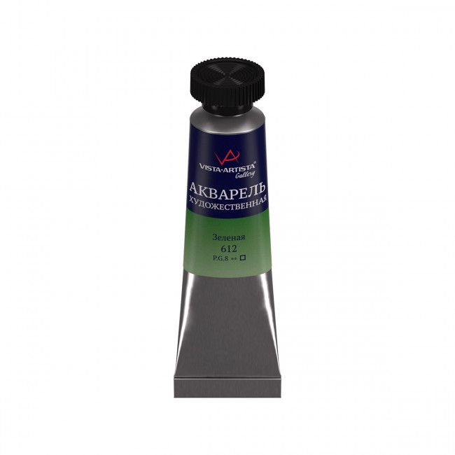 Краска 10 мл акварель художественная в тубе, 612 зеленая, Gallery VISTA-ARTISTA/VGWT №612