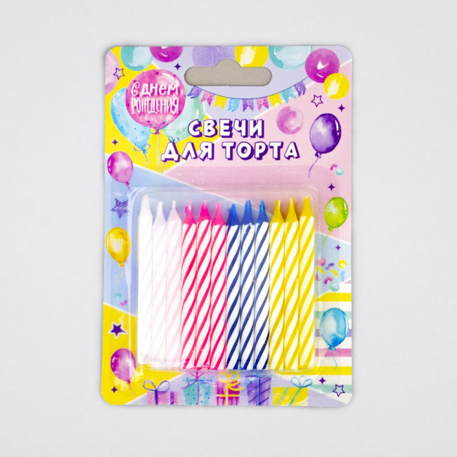Свечи 6см для торта, цвета ассорти, 12шт, Микрос/Ч02506 (24) Свечи 6см для торта, цвета ассорти, 12шт, Микрос/Ч02506 (24)