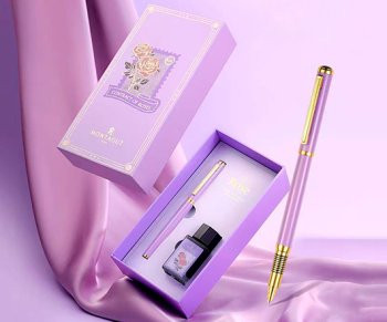 Ручка в футляре  TJ-90 Montagut (черн) 0.5мм перьевая, Фиолетовая, металлический корпус, поршневая+чернила M901A (1/20)