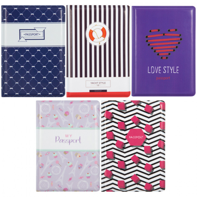 Обложка для паспорта ПВХ с поролоном, ассорти (10)