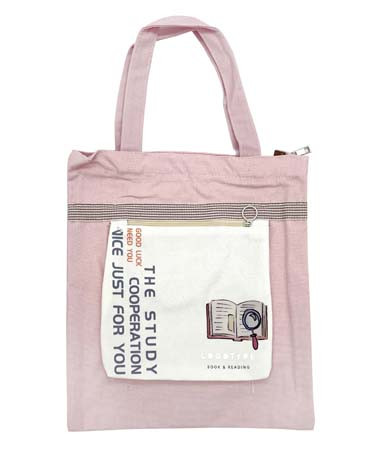 Сумка 37*34см, текстильная, на молнии, с наружным карманом, CM-69/РОЗОВАЯ  XZD-299 (1/1/200)