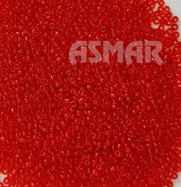 Бисер "ASMAR" размер №12, вес: 450 г, цвет - красный прозрачный Бисер "ASMAR" размер №12, вес: 450 г, цвет - красный прозрачный
