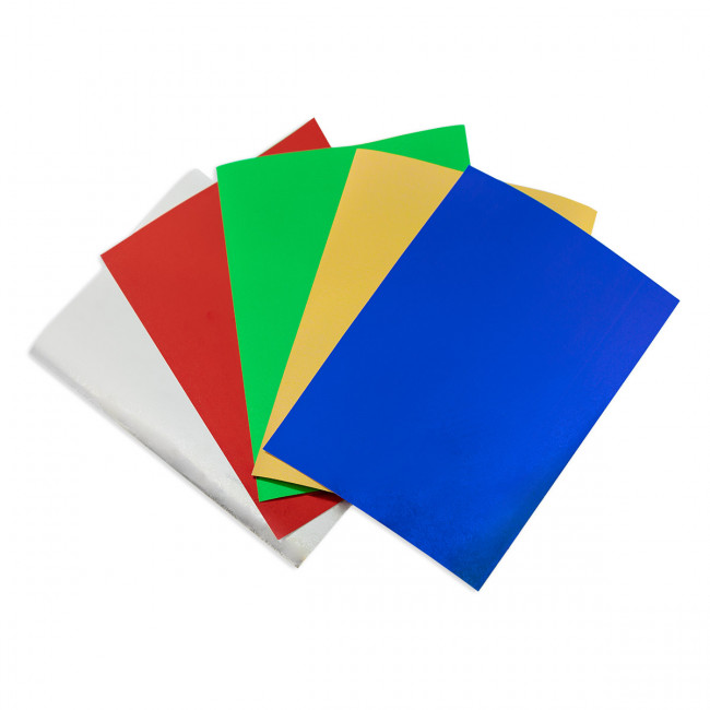 Набор металлизированного картона А4 с тиснением 5л. 5цв, "Учись" Лео/ LCP-07