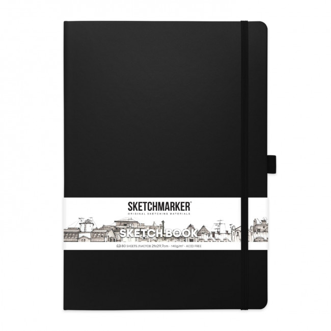 Блокнот для зарисовок 140г/кв.м 21*30см 80л, твердая обложка, черный, Sketchmarker/2314005SM Блокнот для зарисовок 140г/кв.м 21*30см 80л, твердая обложка, черный, Sketchmarker/2314005SM