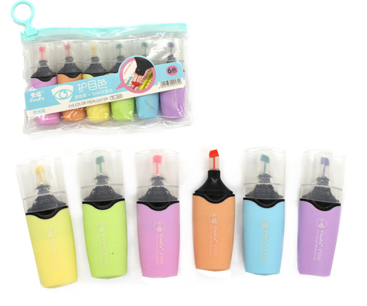 Маркер выделитель 6 цв. CT-86 "Овальный" 1-4мм, скошенный, мини 75мм, цвета ассорти, в упаковке ПВХ на пластиковой молнии TF-169 (2/24/288)