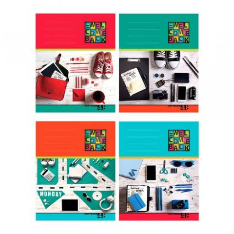 Тетрадь общая А5 скоба 48л. клетка "Мои занятия" (ассорти) BG (10/80)