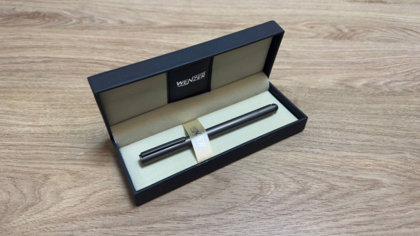 Ручка-роллер/вечный карандаш, подарочная 0,5 мм синяя Wenzer Office “Magnat”, графитовый корпус