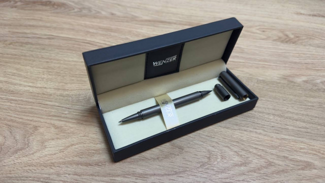 Ручка-роллер/вечный карандаш, подарочная 0,5 мм синяя Wenzer Office “Magnat”, графитовый корпус