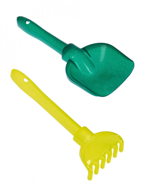 Набор №50 прозрачный с блестками, лопатка 21см, грабли 21см, Рыжий Кот/И-3878 (39)