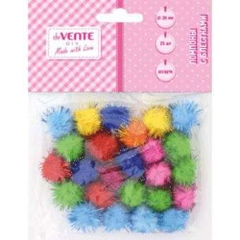 Набор помпонов 20мм для творчества, цвет ассорти, 25шт, VENTE/8000804 (12)