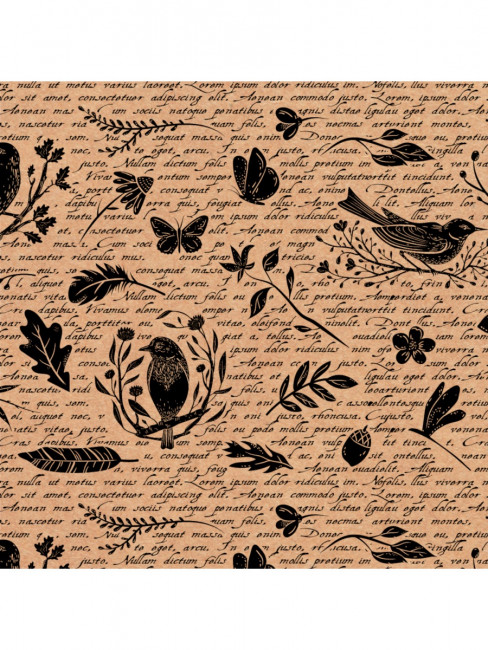 Упаковочная KRAFT бумага Птички (10 л в рулоне, 70 Х 100 см) УБ-2165