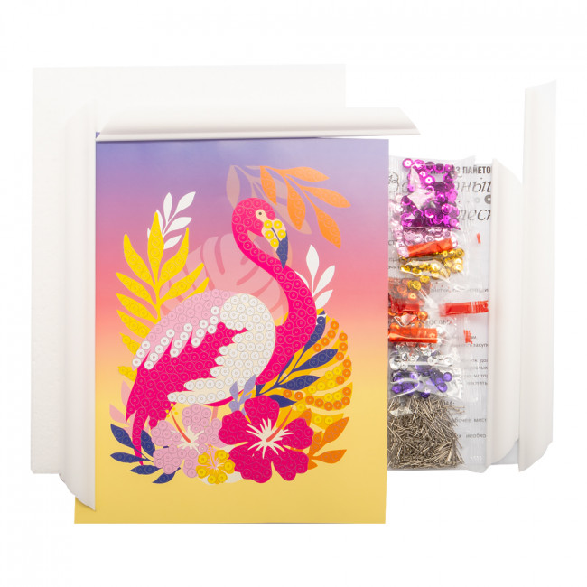 Картина из пайеток "Фламинго", Ап-045 Картина из пайеток "Фламинго", Ап-045