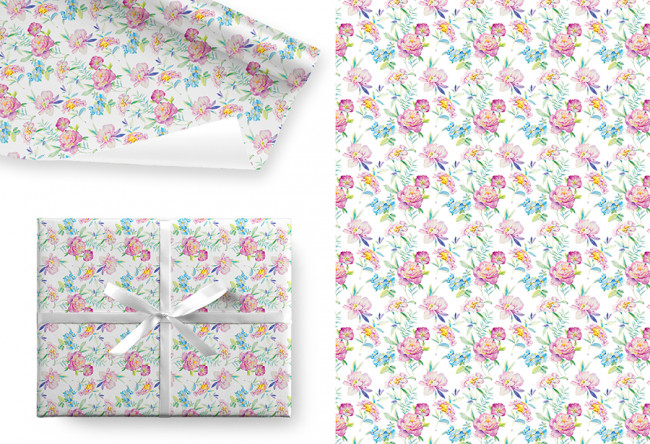 Бумага глянцевая 80гр/м2, 100см х 68см, "Весенние цветы", Микрос/Ч47927 (5)