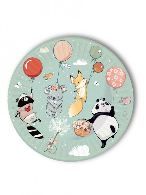 Бумажные тарелки Звери на шариках (23 см, 6 шт),флоупак ТБ-2132 Бумажные тарелки Звери на шариках (23 см, 6 шт),флоупак ТБ-2132