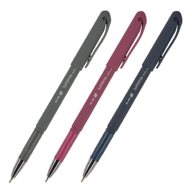Ручка шариковая 0,5мм синяя "SoftWrite. Original", 3 цвета ассорти, BV/20-0088 (24)