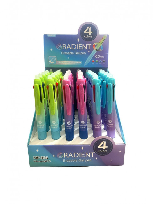 Авторучка гелевая 0,5мм 4 цвета Магистр "Градиент" со стираемыми чернилами, MP-336, (36)