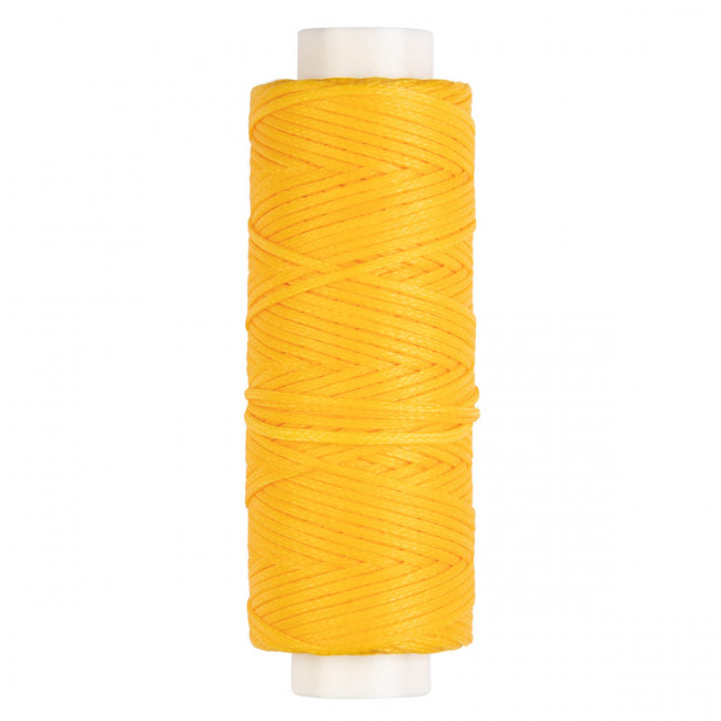 Нитки 0.8мм 25м для кожи вощёные плоские, № 009 жёлтый, Промысел/LC-001 Нитки 0.8мм 25м для кожи вощёные плоские, № 009 жёлтый, Промысел/LC-001