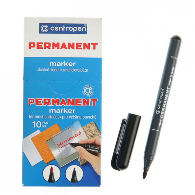 Маркер перманентный Centropen "2846" черный, пулевидный, 1мм (10) Маркер перманентный Centropen "2846" черный, пулевидный, 1мм (10)